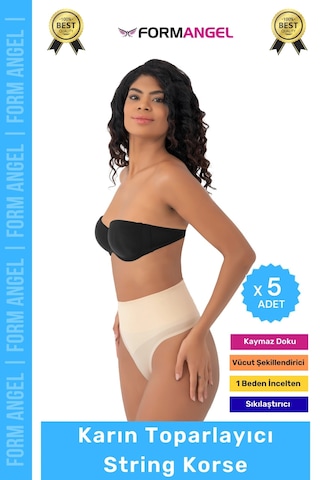 Korse İz Yapmaz Kaymayan Seamless Alt Karın Göbek Toparlayıcı String Külot Kadın Korse - 5 Adet Ten
