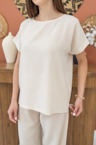 Sensuelle Bej T-shirt Ve Pantolon Takım Bej