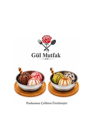Gül Mutfak Dondurma Ve Çerez Kasesi Sunumluk Çok Amaçlı 10 Cm Paslanmaz Çelik 18/10 Diğer