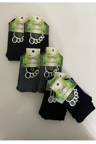 Daren Free Unisex Bambu Parmak Çorap (12'Li Ekonomik Paket) Siyah
