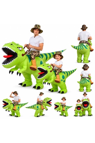 Çocuk Şişme Dinozor T-rex Kostümü Halloween Ve Parti Kostümü Hava Motoru Dahil