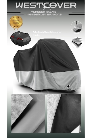 Arora Bravo 50arka Çanta Uyumlu Vinleks Yüksek Kalite Gri Siyah Motosiklet Brandası