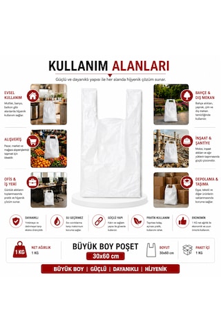 Beyaz Kalın Atlet Poşet Büyük Boy 1 Kg Market Manav Ve Çöp Poşeti