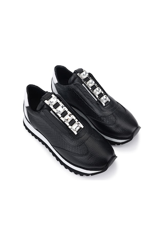 Tamer Tanca Kadın Hakiki Deri Siyah Sneakers & Spor Ayakkabı 1201 4016 Bn Ayk Y26 Sıyah