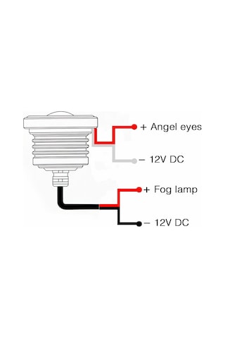 Mercekli Angel Yuvarlak Led Kırmızı Sis Farı 8.9cm Metal Gövde