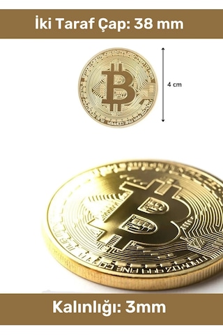 Özel Kutulu Hediyelik Kripto Hatıra Koleksiyon Bitcoin Madeni Para Altın Rengi 3'lü Set
