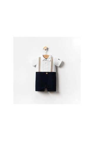 Yazlık Salopet Aksesuarlı Kısa Bebe Erkek Tulum Lacivert