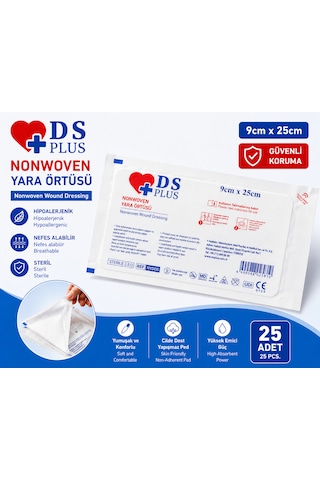 Ds Sağlık Nonwoven Yara Örtüsü 9cm 25cm 25'li