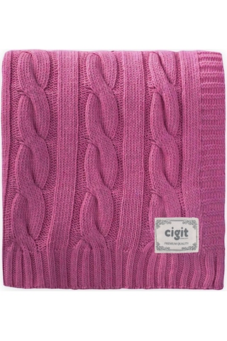 Cigit Saç Örgü Triko Battaniye 80x100 CM +/-5 CM Fuşya