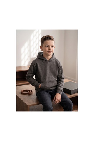 Deniva Kids Erkek Çocuk Antrasit Kanguru Cepli Kapüşonlu Sweatshirt