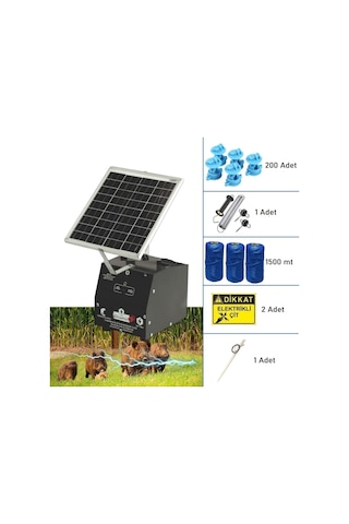 Pars P2518/1500d Güneş Enerjili Ve Akülü Elektrikli Hazır Çit Sistemi Demir İzolatörlü