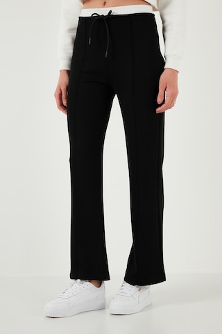 Lela Streç Slim Fit Yüksek Bel Geniş Paça Çimalı Bayan Eşofman Altı 5866078 Siyah