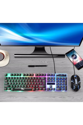Mkey MK-111 LED Kablolu Oyuncu Klavye Mouse Set