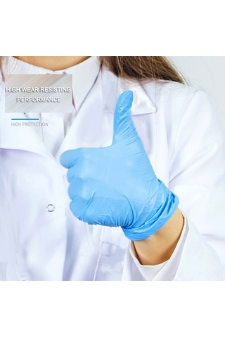 Aubyhe Intco M Beden Mavi Sentetik Pvc Eldivenler - 100 Adet Kutulu, Yemek İşleme, Ev Temizliği, Kozmetik Ve Tarımda Kullanım, Lateks Ve Dopsuz, Ultra Yumuşak Ve Dayanıklı