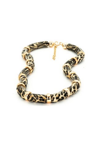 Biem Kemik Leopar Kolye Gold/gümüş