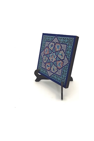 Anadolu Selçuklu Çini Motifi Baskılı Mdf Masaüstlük 10x10