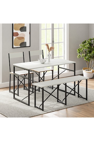 Mutfak Masası Bench Bank 120x60 Masa Set 2 Adet Sandalye Yemek Ma