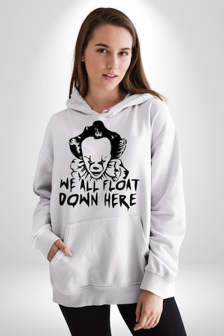 Korkunç Palyaço Korku Film Kadın Erkek Beyaz Kapüşonlu Sweatshirt Hoodie Beyaz