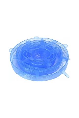 Qingmipy 6 Parça Yeniden Kullanılabilir Silikon Streç Kapak, Mutfak Saklama Ve Taze Tutma Çözümü Mavi