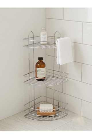 Banyo Düzenleyici Lux Raf, 3 Katlı Raf Üçgen Krom