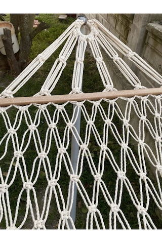 Pamuk Hamak Çift Örgülü Tek Kişilik Makrome Örgülü Hamak 95 X 220