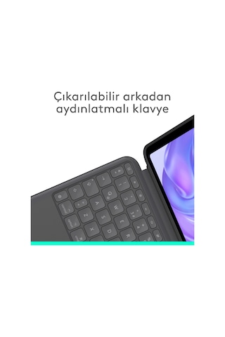 Logitech Combo Touch 11 İnç Apple Uyumlu iPad Pro M4 İle Türkçe Klavyeli Tablet Kılıfı - Gri