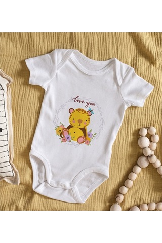 Bitmeyenkartus Bk Kids Love You Tasarımlı Bebek Body Zıbın - Model 2 Çok Renkli