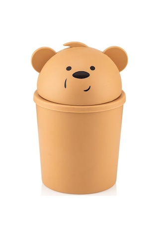 Mini Çöp Kutusu Masaüstü Çöp Kovası Kahverengi