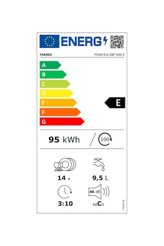 Franke FDWS 614 D8P DOS E 8 Programlı 14 Kişilik Ankastre Bulaşık Makinesi