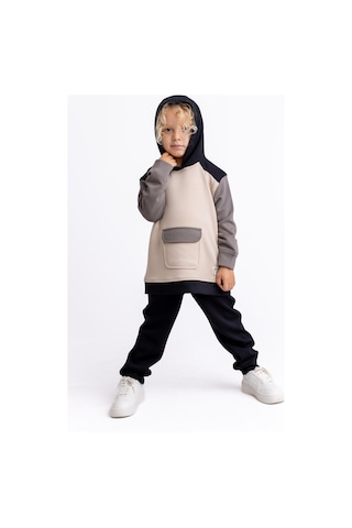 Oliventhekid Siyah Üç Renkli Modal Unisex Çocuk Takım Siyah
