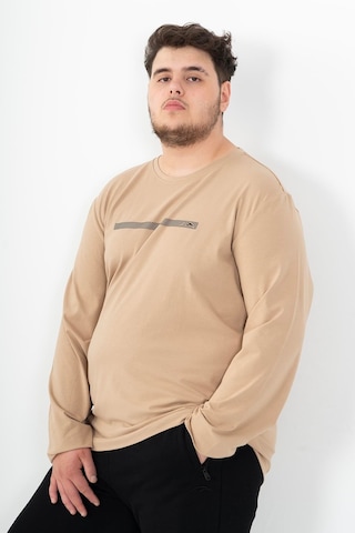 Maraton Sportswear Büyük Beden Erkek Bisiklet Yaka Takma Kol Basic Açık Vizon Sweatshirt 22420-açık Vizon Açık Vizon