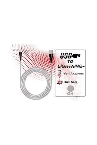 Ttaf T-CHR-04-1 USB-A To Lightning 2.4 A Işıklı Şarj Data Aktarım Kablosu