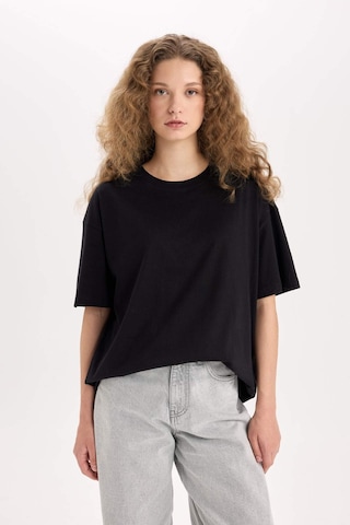 DeFacto Oversize Geniş Kalıp Basic Düz Bisiklet Yaka Kısa Kollu Siyah Tişört V4136AZ25SMBK81