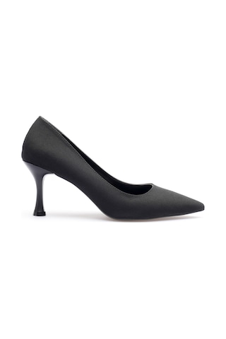 Esatsani Siyah Mat Saten Sivri Burun Trax Stiletto 8 Cm Topuk Kadın Ayakkabı Siyah Mat Saten