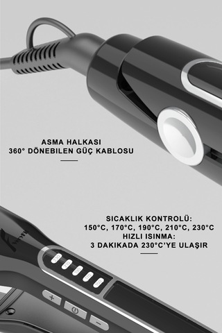Profesyonel Seramik Plakalı 5 Kademeli 230 Derece Isı Ayarlı Hızlı Isınan Saç Düzleştirici
