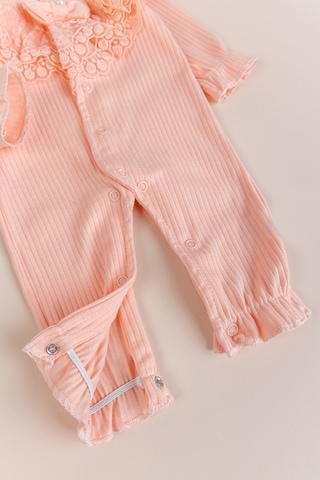 Babymod Güpürlü Fiyonklu 100% Pamuk Kız Bebek Tulum Somon