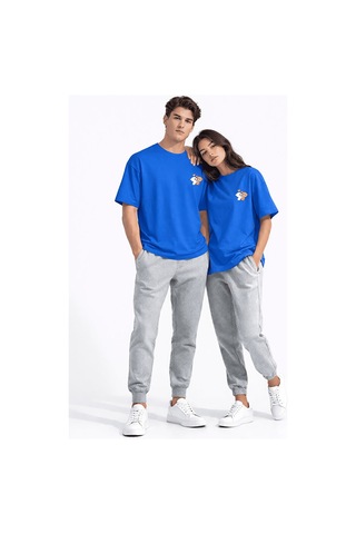 Sevgili Kombini Ayıcık Baskılı Çift Tişört Oversize Unisex Partne Lacivert