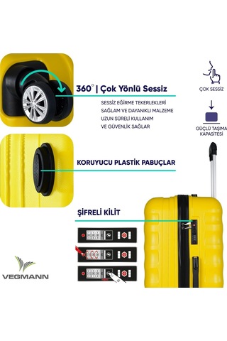 Vegmann Delphin Sarı Büyük Boy Valiz