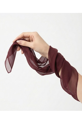 Jz Shop Düz Sade Şifon Kare Fular - Zarif Kadın Boyun Fuları Ve Bandana 50x50cm Bordo