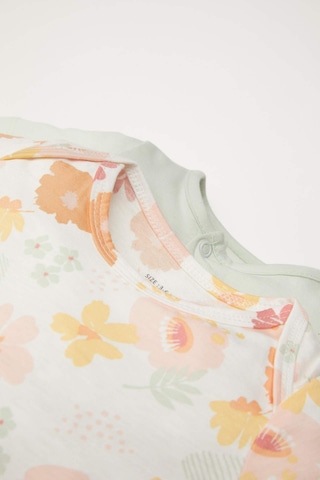 DeFacto Kız Bebek Yenidoğan Desenli Penye 2'li Kısa Kollu Tulum D8298A5NSER105 Ekru