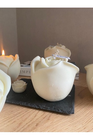 Büyük Boy Gül Hediyelik Mum % 100 Soya Mum