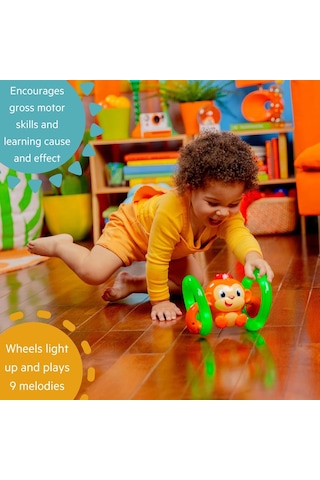 Bright Starts Roll & Glow Monkey 6 Ay Ve Üzeri İçin Işıklı Ve Sesli Emekleyen Bebek Oyuncağı
