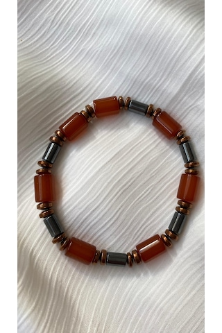 Akik Ve Hematit Doğal Taşı Bileklik Çok Renkli