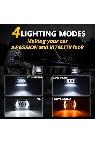 Pazly C0065 1 Adet 7 İnç Kare Led Far 7x6 5x7 İnç Yüksek/düşük Far Aydınlatma