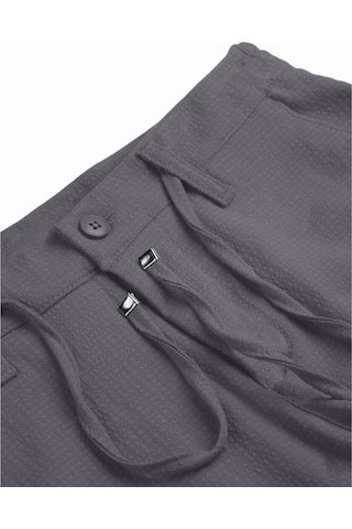 Deepsea Erkek Füme Likralı Gofre Kumaş Beli Lastikli İpli Slim Fit Günlük Pantolon 2600650 Füme
