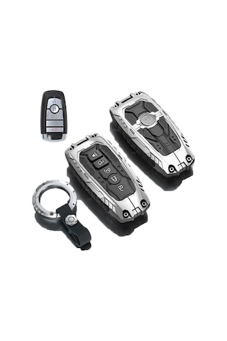 Maiyame Ford 5 Tuşlu Akıllı Anahtar Koruması - Fusion, Explorer, Mustang, F150 Vb. İçin Metal Kılıf - Çarpma, Çizik Ve Toz Koruma - Açık Çember Kanca İle