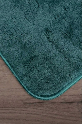 Relax Petrol Yeşili 80x150 + 50x80 Cm Büyük Boy 2'li Banyo Halısı Paspası Seti Kaymaz Klozet Takımı Yeşil