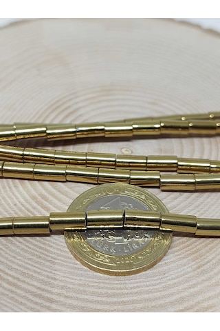 Yasam Tohumu Hematit Taşı Silindir Yarım Dizi 4x8 MM 36770 18 CM Çok Renkli