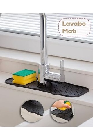 Seahome 1 Adet Elastik Siyah-su Tutucu Düzenleyici Kaydırmaz Mutfak Banyo Matı Musluk Mat Mtevystrisg4 Genel