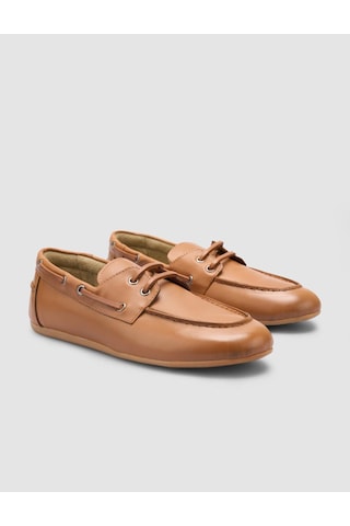 %100 Hakiki Deri Taba Kadın Loafer Taba